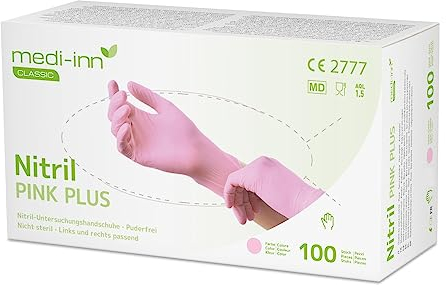 Medi-Inn Nitril Pink Plus Einmalhandschuhe, puderfrei, Gr. S, 10 x 100 = 1000 Stück