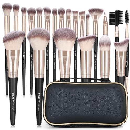 Make up Pinsel Set MAGEFY Professionelles 22 Pcs Pinselset Makeup Schminkpinsel Kit Foundation Lidschatten Kosmetikpinsel Kosmetikpinsel Set mit Pu Leder Tasche
