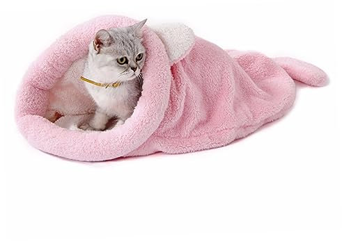 Kisangel Schlafsack für Haustiere Hund+ Vier Jahreszeiten Schlafsack Haustierzubehör Haustierbett Katzennest Haustier warmes hundehaus Bett Zwinger Hundematte Rosa
