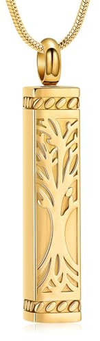 VCCWYQK Collar con colgante para cenizas de ser amado, urna, árbol de la vida, unisex, botecito de cremación de ceniza, joyería conmemorativa (H-3)