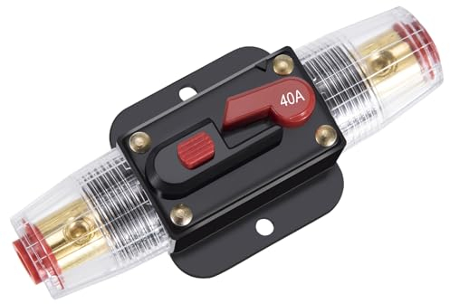 Auto Disjoncteur 12V-24V DC 40A Disjoncteur avec Réinitialisation Manuelle pour Moteur Auto Marine Bateau Vélo Stéréo Audio