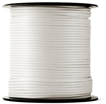 SNURO Corda di nylon (1mm, 500M, bianco) - Robusta corda di metratura in robusto materiale di nylon - Corda resistente agli agenti atmosferici - Forza di rottura 30kg