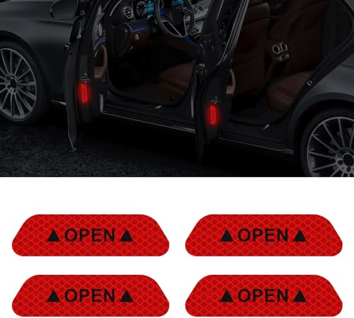 deemars 4PCS Auto Tür offen Warnung reflektierende Aufkleber, Nacht Sicherheit Aufkleber, Anti-Kollisions-Schutzstreifen Band, Fahrzeug Dekorative Aufkleber Zubehör Universal für LKW (Rot)