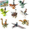 RANJIMA Dinosaurier Block Spielzeug Set, 16Pcs Dinosaurier Spielzeug Bausteine Set, Realistisches Dino Figuren Spielset, Tyrannosaurus Rex Triceratops Flugsaurier, Spielzeug ab 3 4 5 6 7 8 Jahre