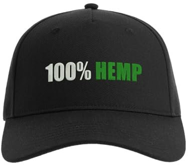 Lauthings 100% Hanf Marihuana Weed Ganja Baseball Cap Bestickte Herren Mütze Unisex Sport Schwarz, Schwarz , Einheitsgröße