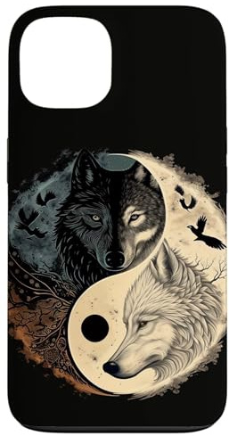 Yin und Yang Weiß und Schwarz Wolf Wölfe Liebhaber Wildlife Hülle für iPhone 13
