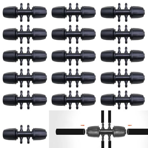 Riego Goteo Kit, CTRICALVER 16piezas Conector de púas 1/2'', 6 vías Riego por Goteo Conectores para jardín, césped, patio, conector de tubería de riego de plástico, Tubería de Riego por Goteo de 16 mm