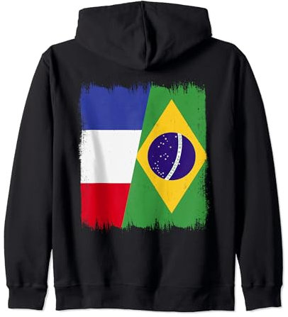 Drapeau France Brésil Racines du Brésil Français Fierté Sweat à Capuche