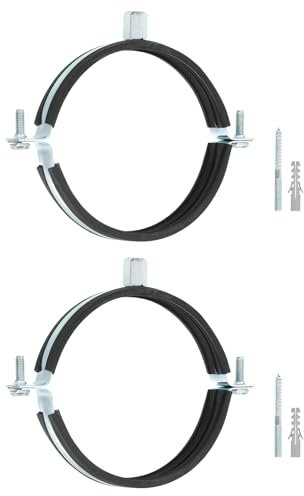 sourcing map 2 Pcs Adjustable Pipe Bracket Clamp, 4-1/2(114mm) Wall Ceiling Mount Split Ring Pipe Hanger Galvanized Iron Pipe Strap Support with Screw & Expansion Tube for Pipe Tube