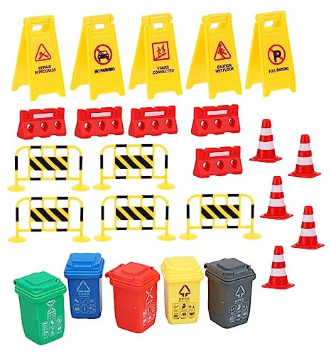 Abaodam 4 Set Modello di Trasporto Giocattolo Stradale jugetes para Niños segnaletica Stradale Traffico Giocattolo di Stradale di Simulazione Cartello Stradale plastica