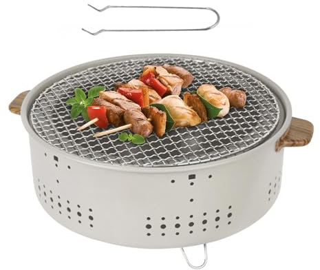 Barbecue portatif, gril de table au charbon de bois | Petit barbecue avec poignées anti-brûlure, filet à mailles denses - Poêle à charbon de bois polyvalent pour l'extérieur, pied surélevé, pour Campi