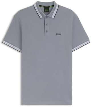 BOSS Mens Polo Shirt Short Sleeve Lifestyle Cotton Dark Grey L