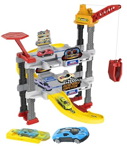 Toy Car Garage Track Set, Parking Lot Toys with Music and Light Effects, Kids' Play Vehicle Garages, Educational Cooperative Children's Toys, Parking Play Toy for Boys & Girls