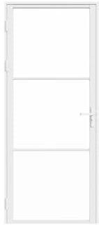 Vente-unique-Puerta reversible de aluminio y vidrio templado - Alt. 204 x L73 cm - Blanco - MASERU