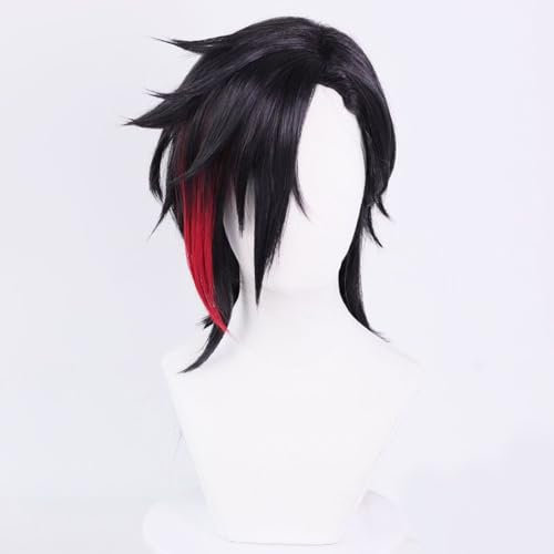 WCCNKK Anime Cosplay Perücke Arcane Vi Schwarze Rote Kurze Haare Halloween Kostüm Cosplay Perücke, Für Party Karneval Weihnachten, Animationsausstellung, Dekorative Accessoires, Mit Perückenkappe