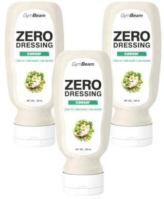 GymBeam Salsa Zero Caesar 320ml, salsa senza grassi e zuccheri, contiene solo 12 kcal per 100 ml, sapore delizioso, consistenza cremosa, ideale per piatti di carne e verdure (320 ml (3er pack))