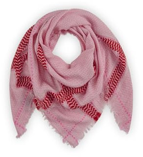 CODELLO Dreieckstuch mit Webmuster, Rosa und Rot, Fransen-Design, Quadratisches Tuch