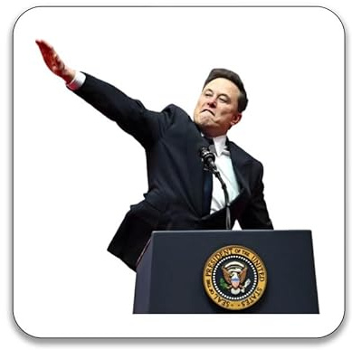 Elon Musk Giving Salute - Pack of 10 Square Stickers - 55mm x 55mm
