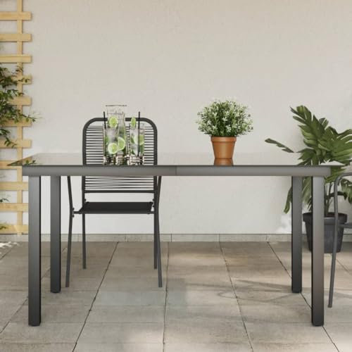 Myheimly Gartentisch Schwarz 150x90x74 cm Aluminium und Glas 294308de