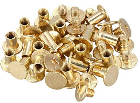 SYBNIKOLF Rivets, vis Chicago, Lot de 20 Pochettes à Album en Laiton plaqué 5 x 8 mm, Reliure Chicago à vis, Laiton