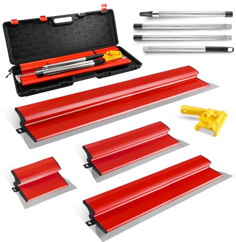 Flächenspachtel set, Flächenspachtel 4-teiliges Set,Spachtel Werkzeug mit Ergonomischem Griff,Edelstahl Trockenbau Spachtel Set für Große,eschichteter Ersatzklinge zum Glätten