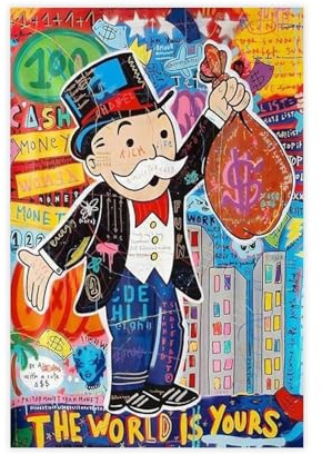 HDSDA Alec Monopoly-Kritzelei-Poster, Wandkunst, Dekordruck, Bild Gemälde für Wohnzimmer, Schlafzimmer, Dekoration, 30 x 45 cm