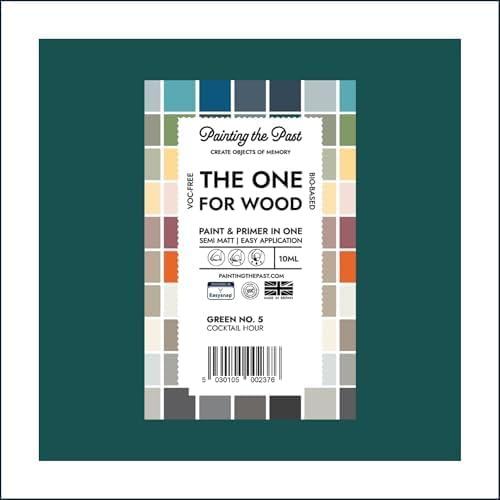 The One for Wood Paint & Primer 10ml (Sample) Green No. 5 Cocktail Hour | Semi Matt Finish, Bio-Based & VOC-Free Formula for Wooden Furniture & Surfaces | Durable & Easy Indoor Home Decorating