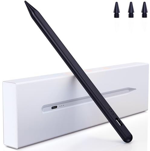 Variglas Pencil for iPad 2018-2025, 15 Minutes Fast Charging,Tilt Sensitivity, Palm Rejection,Stylus Pen Compatible with Apple iPad Pro 11/12.9/13, 11/10/9/8/7/6th Gen, Air 3-6, Mini 5/6- Black