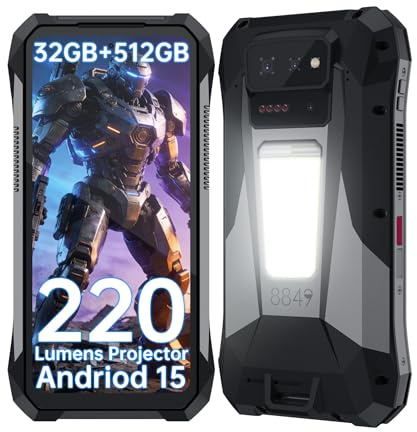 8849 Tank X Robustes Handy 5G, 6,78 Zoll Android 16 Outdoor Smartphone IP68 | mit Projektor, Wasserdichtes Handy Ohne Vertrag, Großer Akku OTG Baustellenhandy, 512GB Rugged Phone für Camper Bergtouren