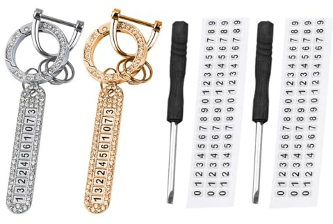 EXAOMBLE Lot de 2 Porte-clés en Alliage de Zinc Strass, Légers et Anti-perte, Design Simple et Délicat pour Voiture, Accessoire Décoratif Pratique
