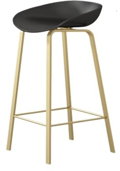LiQENT-149 Tabourets de Bar Tabouret de Bar Noir/Blanc en Bois, Chaise Haute de Loisirs en Fer, Pieds dorés Chaise de Bar(Noir,Moyen)