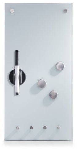 Zeller Memobord mit Haken, Glas, weiß, Circa 20 x 40 x 4 cm