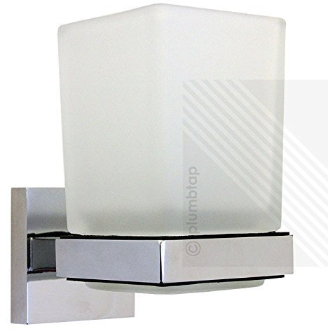 Arian Bathroom Accessory | Arian 'Pro' Frosted Glass Tumbler with Chrome Holder