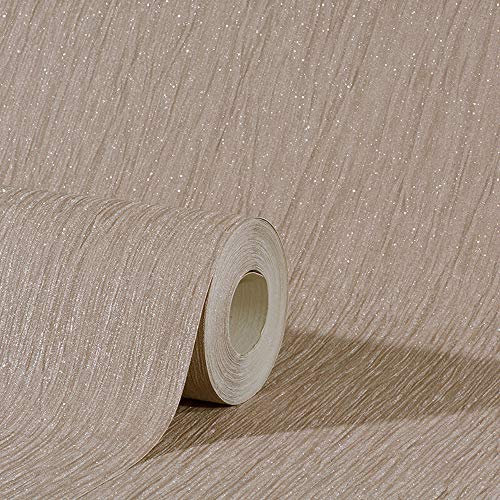 Debona Crystal Plain Pattern Textured Stripe Glitter Motif Vinyl Wallpaper (Taupe 9007)