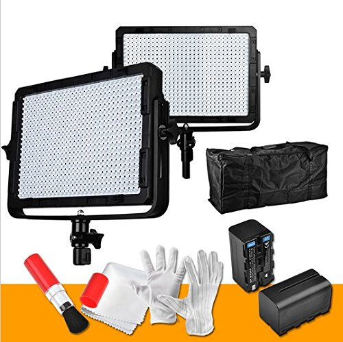 Gowe 600 pcs Cri95 5500 K LED Video Studio lumière Dimmable Panneau numérique DSLR Camera Photo Light W/2 filtres de sac Battey chargeur