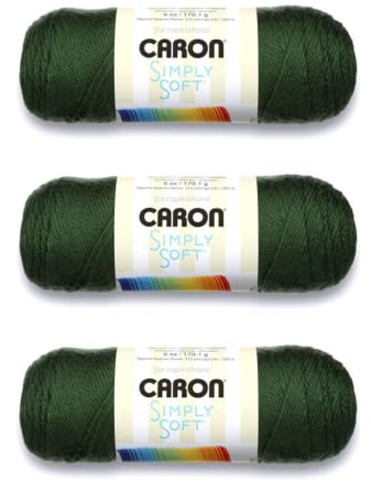 Caron Simply Soft Solids Yarn (4) Medium Gauge 100% Acrylic - 6 oz - Dark Sage - Machine Wash & Dry