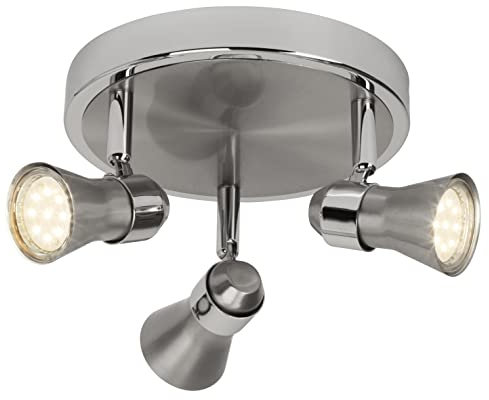 BRILLIANT Lampe Sanny LED Spotrondell 3flg eisen/chrom | 3x LED-PAR51, GU10, 3W LED-Reflektorlampen inklusive, (250lm, 3000K) | Skala A++ bis E | Köpfe schwenkbar