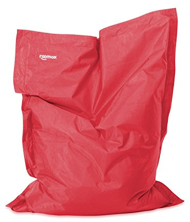 Roomox Kingsize Sitzsack Original – Kingsize Sitzsack für drinnen und draußen Stoff 180 x 140 x 30 cm, gigantischer Sitzsack Bodenkissen aus Wasserresistentem Polyester, Rot