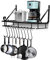 Pot Pan Rack, Kitchen Hanging Pot Rack Wall Pot Pan Storage Rack with 10 Hooks and Fitting Accessories for Kitchen Balcony and Bathroom (45 cm)