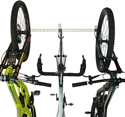 Bike Storage Rack | Modular Bike Wallmount Storage System, Heavy Duty & Made In The UK | Comes For Use with All Bikes Including Mountain Bikes & Road Bikes (3 Bike in White)
