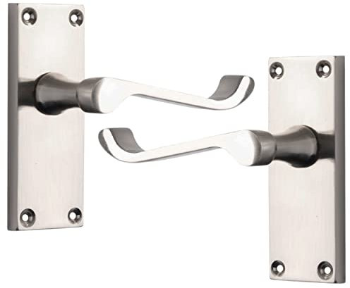 6 x Sets of Satin Nickel Premium Quality Victorian Scroll Latch Door Handles IRONZONE