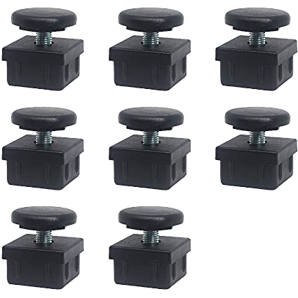 QUICKWARE Pack 8 x Patas Regulables para Tubo (40x40mm) en Poliamida Negra | Elevación Máx (35mm) | Incluye Nivelador + Cantonera | Ideal Hostelería