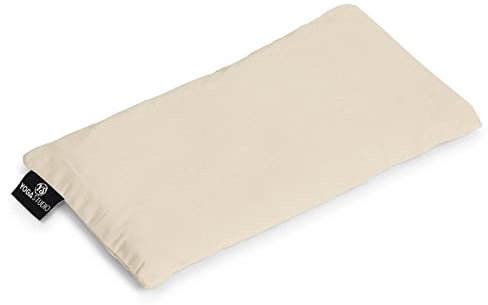 Yoga Studio Almohada para ojos, funda de algodón 100 % orgánico, almohada de yoga de linaza sin perfume, antiestrés, con peso, para yoga, relajación, ojos cansados y dolores de cabeza (crudo)