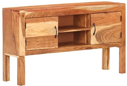 vidaXL Akazienholz Massiv Sideboard mit 2 Türen 2 Fächern Kommode Mehrzweckschrank Beistellschrank Schrank Standschrank Anrichte 116x30x66cm