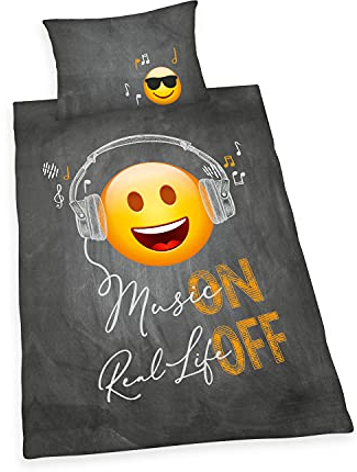 Herding Emot!x Bettwäsche-Set, Kopfkissenbezug 65 x 100 cm, Bettbezug 160 x 210 cm, Mit Marken-Reißverschluss, 100% Baumwolle/Renforcé