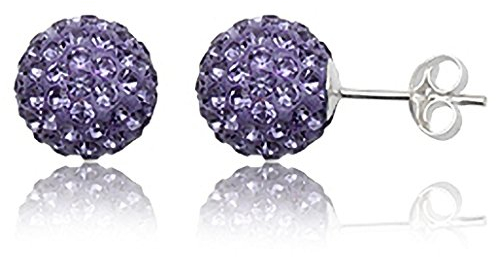 EYS JEWELRY Ohrstecker Damen Perlen 925 Sterling Silber Preciosa Elements Glitzer Kristalle tansanit-lila Damen-Ohrringe