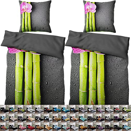 Sanilo® Bettwäsche 135x200 cm, 100% feinste Baumwolle, 4-teilig, Bettbezug, Kissenbezug 80x80cm, Oeko-TEX Zertifiziert (4-teilig 135x200 cm, Asia)