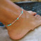 Wedity Bracelets de cheville Boho Turquoise Bracelets de cheville en perles d'argent Accessoires de plage Bijoux de pied réglables pour femmes et filles