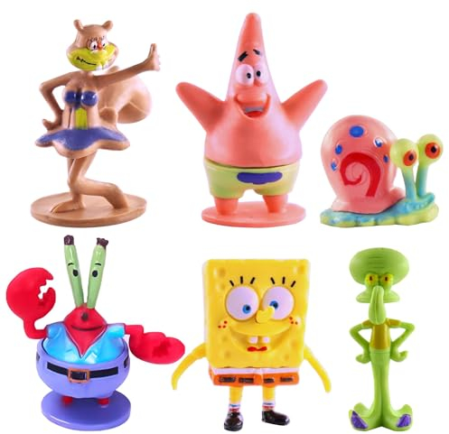 6 Stück Tortenfiguren Geburtstag Deko,Figuren Set Kuchen Deko,Fischbecken Cartoon Schmuck,Tortenfigur Set,Geburtstagsgeschenk für Kinder