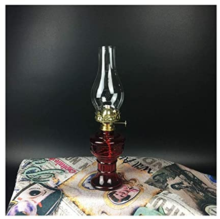 OLIMY Petroleumlampe Lampenöl Nostalgie Retro Windlicht Antik Laterne Rot/Gelb Glas Altmodisches Windlicht Ollampe